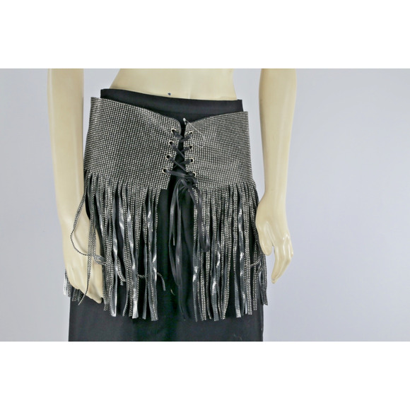 Sparkly High Waist Rhinestone Fringe Mini Skirt Party Festival Size S - Picture 5 of 8